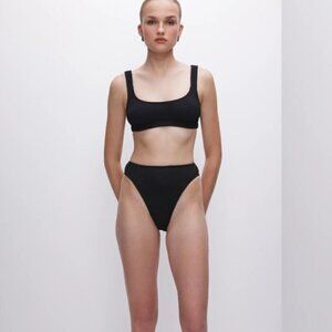 Good American Always Fits Good Waist Black Ribbed Bikini Bottom Size 8 5XL